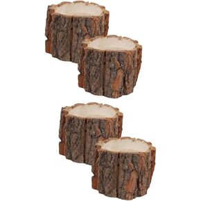 Ciieeo Marker Organizer 4 pcs Home Container Stationery Household Pen Desktop Bark Wooden Wood Pencil Funny Tree Baskets Standing Rustic Holder Cup Accessory Brush Case