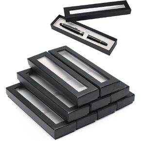 10pcs Pen Boxes Gift Empty with Clear Lid Cardboard, Gift Boxes for Pens, Black Pen Display Case for Gift Packaging (10)