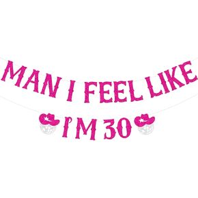 Sursurprise Western 30th Birthday Decorations, Man I Feel Like I'm 30 Banner, Disco Cowgirl Nashville 30th Birthday Party Supplies