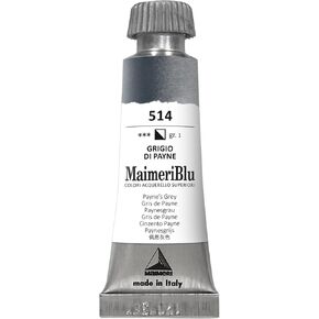 MaimeriBlu 12ml Single-Pigment Watercolor Paint - Paynes Grey Vat Blue1 Professional Watercolor Paint - Lightfast and Transparent Watercolor Paint Tube for Artists