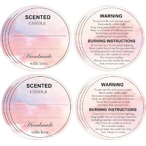 200pcs Candle Warning Hang Tags 2 inch Handmade with Love Scented Candle Cards Wax Melt Safety Warning Tags Card for Candle Jar Container Candle Making