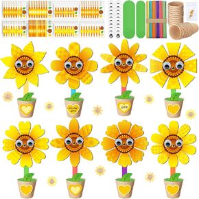 48 Sets Spring Flower Bouquet Craft Kit Colorful Make Your Own Sunflower Bouquet DIY Thankful Gift Craft for Mother's Day Teacher Spring Handmade Project Home Classroom Activities