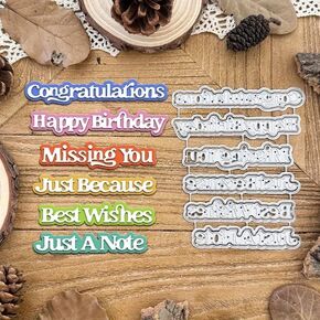 Merry Christmas Birthday Best Wishes Greeting Card Metal Die Cuts,Congration Miss You Cutting Dies Cut Stencils DIY Scrapbooking Decorative Embossing Paper Scrapbooking Card Making
