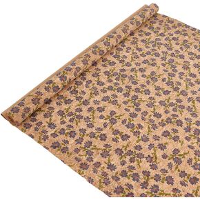 PH PandaHall 53 x19.7 inch Cork Fabric, Purple Flower Faux Leather Sheets Soft Cork Ribbon Decorative Fabric for Upholstery Laptop Case Home Accents DIY Crafts Making Handbag Sewing
