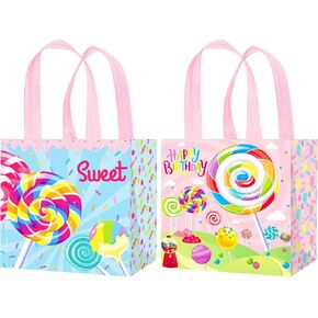 umoni Candyland Party Goodie Bag Lollipop Candy Tote Bags 12Pcs Sweet Candyland Treat Bags Candy Birthday Party Handbag for Candy Theme Birthday Party Wedding Supplies