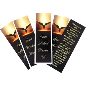 St Michael Bookmark Holy Card Pack with Catholic Saint Protection Prayer for School Students or Bible Study, Set of 5