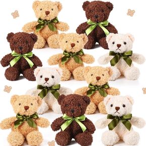 Skylety 10 Pieces Valentine‘s Day Bears Soft Plush Toy Stuffed Animals Cute Bears for Kids Boys Girls Birthday Baby Shower Party Favor(Basic Color)