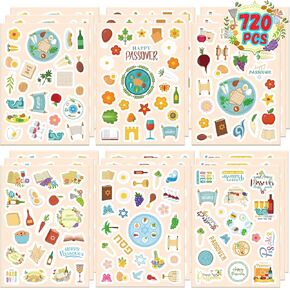 Passover Sticker for Kids 720PCS Passover Games Happy Passover Labels Sticker Bulk for Envelopes Cards Passover Decorations Supplies Favors