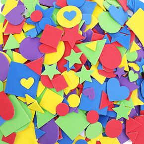 1500Pcs Foam Stickers Self Adhesive OAM Shapes Stickers Mini Geometry Shapes Geometric Stickers for DIY Art Craft Circle, Square, Triangle, Heart, Pentagram