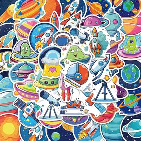 50 PCS Alien Sticker UFO Stickers for Teen, Vinyl Water Bottles Waterproof Sticker for Laptop Guitar Scrapbook Skateboard Stickers (Alien)
