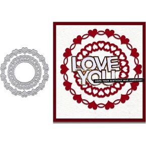 Love Hearts Cutting Dies for Card Making, Valentine's Day Cupid Frame Die Cuts Rose Birds Dies for Craft Scrapbooking DIY Photo Album Decorations