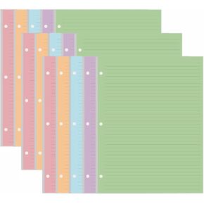 3 Hole Colorful Lined Paper - 100 Sheets/200 Pages Loose Leaf Paper Line Refills, Per Color 20 Sheets, 8.5" x 11"