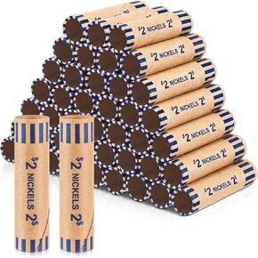 Gersoniel 360 PCS Premorded Coin Wrappers Quarter Rulls Quarter ، Pennies ، Dimes Coin Rolls للبنك والمكتب (Orange)