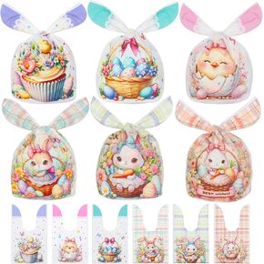 Lapensa 100Pcs Easter Treat Bags,6 Styles Easter Candy Goodies Bags for Gift Giving Decor Party DIY Supplies Favor