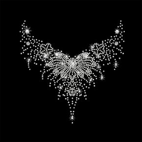 PLIGREAT Hotfix Rhinestone Iron on Crystal Flower Neckline Rhinestone Transfer Patches Rhinestone Decal Diamond Sticker Patches Heat Transfer Decal for DIY Jacket T-Shirt Pant Clothe Embellishment