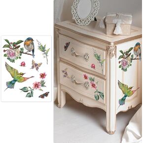 Large Vintage Rub on Transfers for Furniture, Floral Furniture UV DTF Printing Stickers Decals for DIY Home, Table, Nightstand Decoration, Orange Peony, M