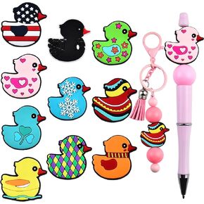 10 PCS Silicone Focal Beads for Pens Duck Theme Silicone Beads for Keychain Making Silicone Beads Bulk for Jewelry Making Bracelet Necklace Handmade Crafts