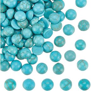 100Pcs 6mm Synthetic Turquoise Gemstone Dark Cyan Flat Back Stones Cabochons No Hole Stones Cabochons Natural Gemstone DIY Gift Texture Cabochons for Beautiful Jewelry Craft Making