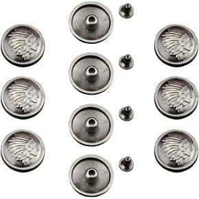 Simple Retro Indians Decorative Rivet Metal Silver Carving Round Shape Conchos Castings Screw Back Buttons Fashion Fine Personality DIY Leather Goods Decoration Accessories 30 Pieces