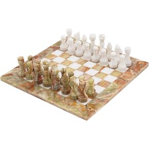 Radicaln Marble Chess Set 15 Inches Green Onyx & White Handmade Travel Chess Sets for Adults - 1 Chess Board & 32 Chess Pieces - Chess Board Games