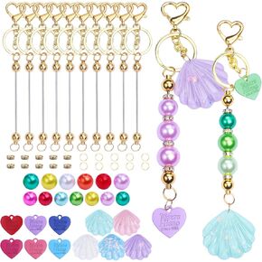 10Pcs Beadable Keychain Bars Bead for Keychain Making Metal Beaded Keychain for Jewelry Making Gift Pendant DIY Crafts
