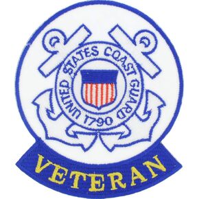 United States Coast Guard USCG Veteran Full Color Embroidered Patch, with Iron-On Adhesive