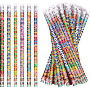 Birthday Pencils Happy Birthday Pencil for Students Birthday Pencils with Erasers Birthday Pencils for Teacher Classroom Birthday Party Supplies, 6 Style (120)