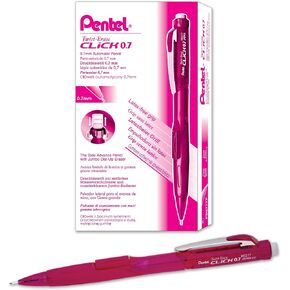 Pentel Twist-Erase CLICK Mechanical Pencil (0.7mm) Assorted Pink Barrel Colors, Color May Vary, Box of 12 (PD277TP)