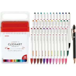 Zebra Clickart Water-Based Pen 36 Colors Case Set New Package WYSS22-36C-N Japan Import With Original Stylus Ballpoint Touch Pen