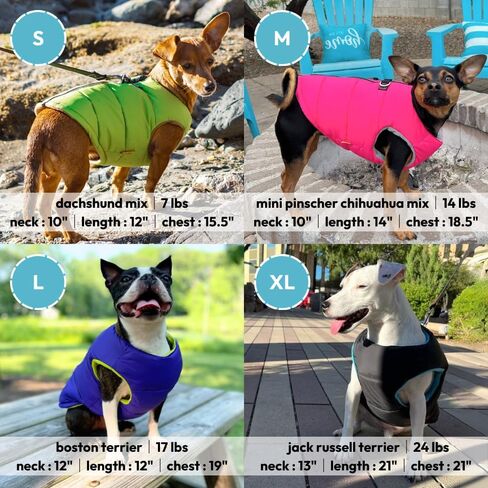 Gooby Padded Vest Dog Jacket - Solid Green, Large - Warm Zip Up Vest Fleece Jacket with Dual D Ring Leash - Water Resistant Sweater - Clothes for Small and Medium Dogs in Saudi Arabia
