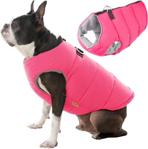 Gooby Padded Vest Dog Jacket - Solid Green, Large - Warm Zip Up Vest Fleece Jacket with Dual D Ring Leash - Water Resistant Sweater - Clothes for Small and Medium Dogs in Saudi Arabia