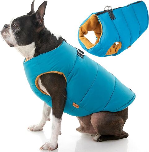Gooby Padded Vest Dog Jacket - Solid Green, Large - Warm Zip Up Vest Fleece Jacket with Dual D Ring Leash - Water Resistant Sweater - Clothes for Small and Medium Dogs in Saudi Arabia