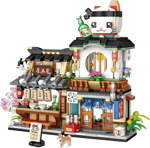 Japanese City Street View Izakaya Shop, MOC Creative Building Blocks House Set, Simulation Architecture Construction Toy, Gifts Idea for Kids Adults (Mini Blocks 789 pcs) in Saudi Arabia