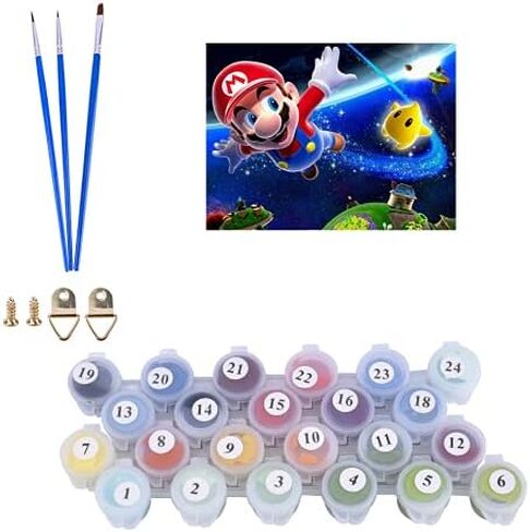 Acengxi Super Mario Paint by Numbers Kit DIY Painting by Numbers Memory Memory DIY Canvas painting by numbers acrylic painting kits 16 × 20in in Kuwait