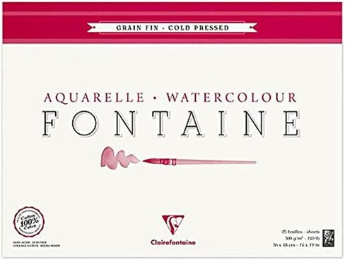 Clairefontaine Fontaine Cold Pressed Watercolour Pad, Wirebound, 300 g, 12 x 18 cm, 12 Sheets in Kuwait
