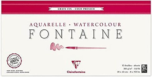 Clairefontaine Fontaine Cold Pressed Watercolour Pad, Wirebound, 300 g, 12 x 18 cm, 12 Sheets in Kuwait