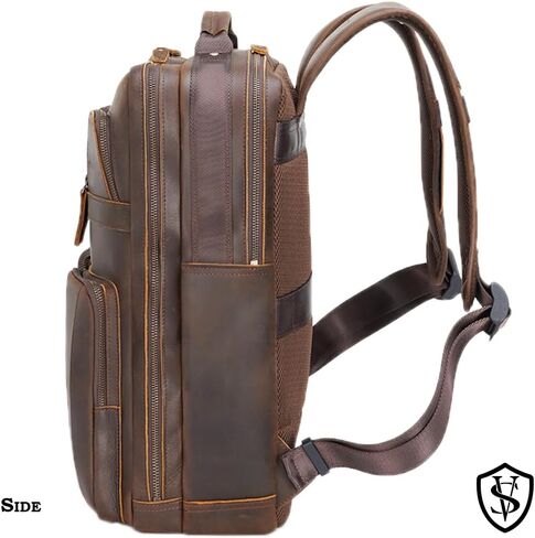 Star Vista Angelo 17.3 "Vintage Full Grain Leather Backpack Propack for Men ، Multi Mobicts ، Darcal Outdure Business Travel Rucksack ، YKK QUPERS ، Brown Dark in Kuwait