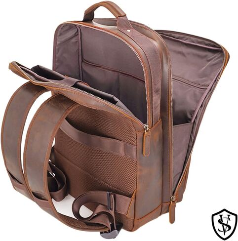 Star Vista Angelo 17.3 "Vintage Full Grain Leather Backpack Propack for Men ، Multi Mobicts ، Darcal Outdure Business Travel Rucksack ، YKK QUPERS ، Brown Dark in Kuwait