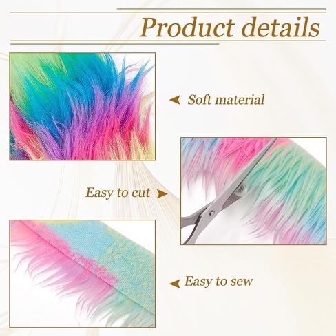 FREEBLOSS 2 Rolls Fur Ribbon Faux Fur Fabric Pre Cut Rolls 2"x60" DIY Simulation Plush Fur Strips Super Soft Craft Fur for Gnomes Rainbow Beard Fuzzy Fabric Faux Fur for Crafts in Saudi Arabia