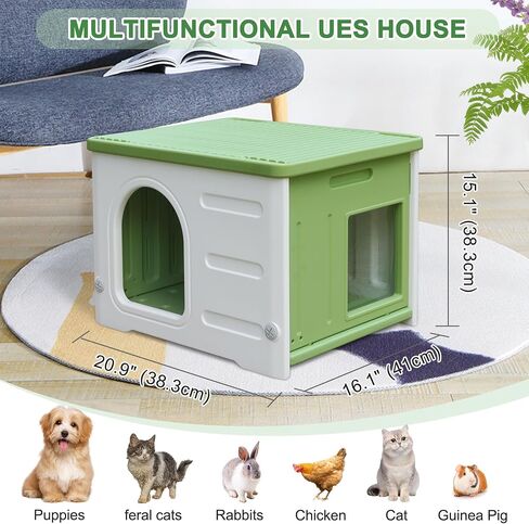 Hicaptain Cat Houses for Indoor Cats with Escape Door Plastic Outdoor Cat House Puppy Feral Cat Shelter for Small Medium Pets-Grey in Saudi Arabia