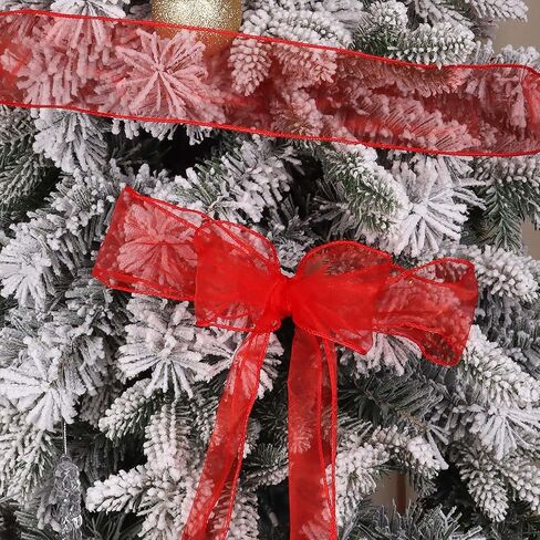 Derayee Gold Organza Wired Ribbon ، 2-1/2 inch × 50 ياردة حافة ميتاليك حافة عيد الميلاد الزخرفية الشريط الشاحن لأكبالة عيد الميلاد ، تزيين شجرة عيد الميلاد ، غلاف الهدايا in Kuwait