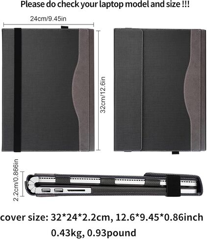 Detachable Laptop Case for Microsoft Surface Book 3 2 1 15 inch [Not Other Models] Tablet PC Cover Notebook Sleeve Computer Bag with Stylus Holder (Grey, 15 inch) in Kuwait