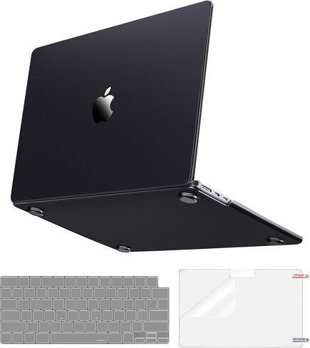 MOSISO Compatible with MacBook Air 15 inch Case 2025 2024 2023 Release M3 A3114 M2 A2941, Ultra-Thin Natural Original Color Plastic Hard Shell&Keyboard Cover&Screen Protector, Black in Saudi Arabia
