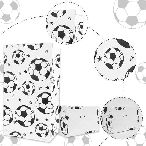 أكياس كرة قدم جيدة ، 24 حزمة من الأكياس الهدايا لكرة القدم مع ملصقات ختم كرة القدم ، أكياس الوجبات الخفيفة لكرة القدم لأكياس الحلوى لصالح حفلات الفريق ، in Kuwait