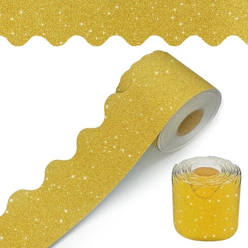 60 Feet Bulletin Board Borders, Glitter Scalloped Border Trim Holiday Decoration for School, Bulletin Board Border Decorative,Classroom Poster Office Party Wall Locker Decor (Light Pink) in Kuwait