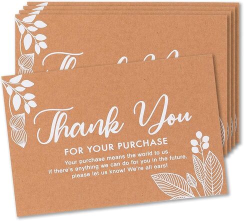 Thank You For Your Order Cards, 100-Pack Floral Thank You For Your Purchase Cards, 2 x 3.5 Inches, Business Card Size in Saudi Arabia