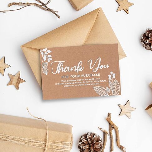 Thank You For Your Order Cards, 100-Pack Floral Thank You For Your Purchase Cards, 2 x 3.5 Inches, Business Card Size in Saudi Arabia