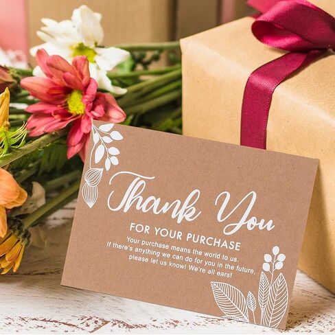Thank You For Your Order Cards, 100-Pack Floral Thank You For Your Purchase Cards, 2 x 3.5 Inches, Business Card Size in Saudi Arabia