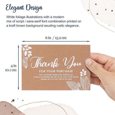 Thank You For Your Order Cards, 100-Pack Floral Thank You For Your Purchase Cards, 2 x 3.5 Inches, Business Card Size in Saudi Arabia