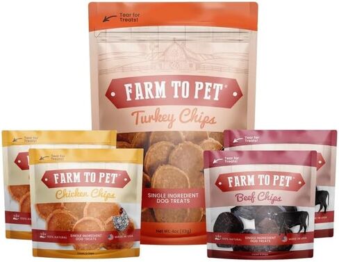 Farm To Pet - Puppy Training Treats Starter Pack Turkey 4oz + 2 Chicken & 2 Beef Snack Chips for Small Dogs - Value Pack Treats, 100% All Natural, Single Ingredient, Puppy Essentials Made in USA in Saudi Arabia